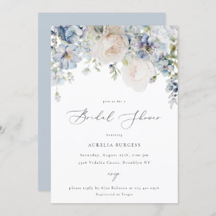 Dusty Blue Garden Floral Bridal Shower Invitation