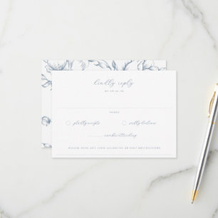 Dusty Blue Garden Floral Wedding RSVP Card