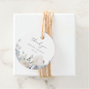 Dusty Blue Garden Floral Wedding Thank You Favour Tags