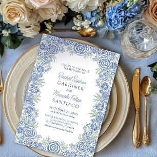 Dusty Blue Garden Summer Wedding Invitation
