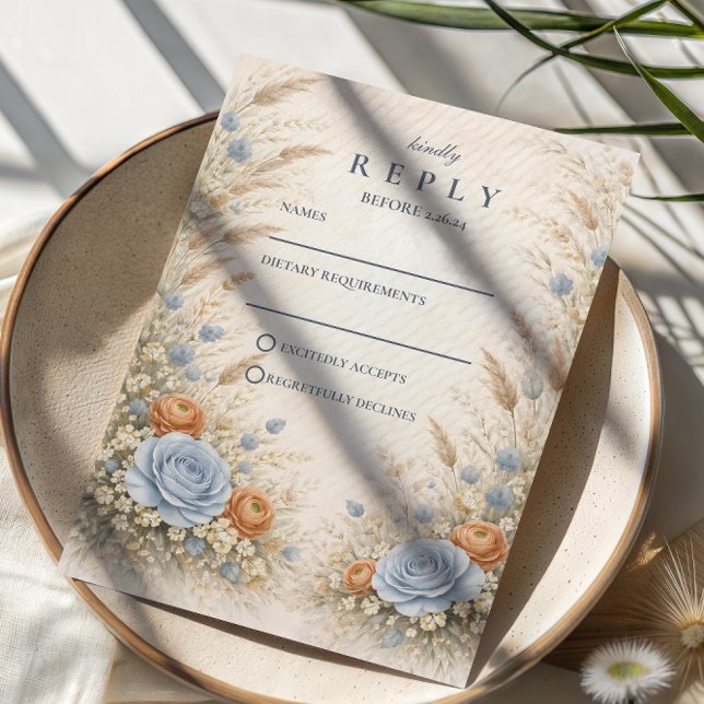 Dusty Blue Garden Wedding RSVP Card (Creator Uploaded)
