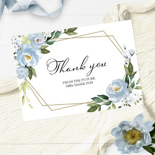 Dusty Blue Geometric Bridal Shower Thank You