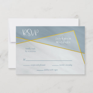 dusty blue geometric typography wedding rsvp