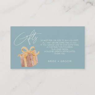 Dusty blue gift registry honeymoon fund wedding enclosure card