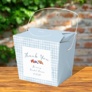 Dusty Blue Gingham Brunch Bridal Shower Thank You Favour Box