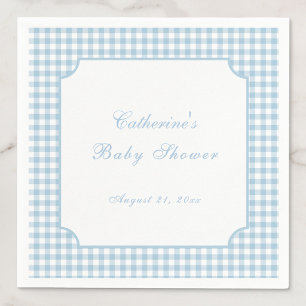Dusty Blue Gingham Classic Baby Shower Napkin