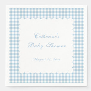 Dusty Blue Gingham Classic Baby Shower Napkin