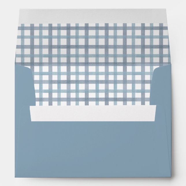 Dusty Blue Gingham Envelope with Liner Pattern (Back (Bottom))