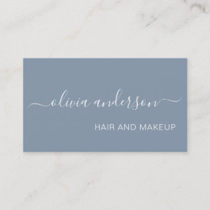 Dusty Blue Girly Simple Hair Makeup Salon Business Card