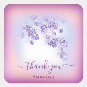 Dusty Blue Glitter Berry Thank Sweet 16th Square Sticker