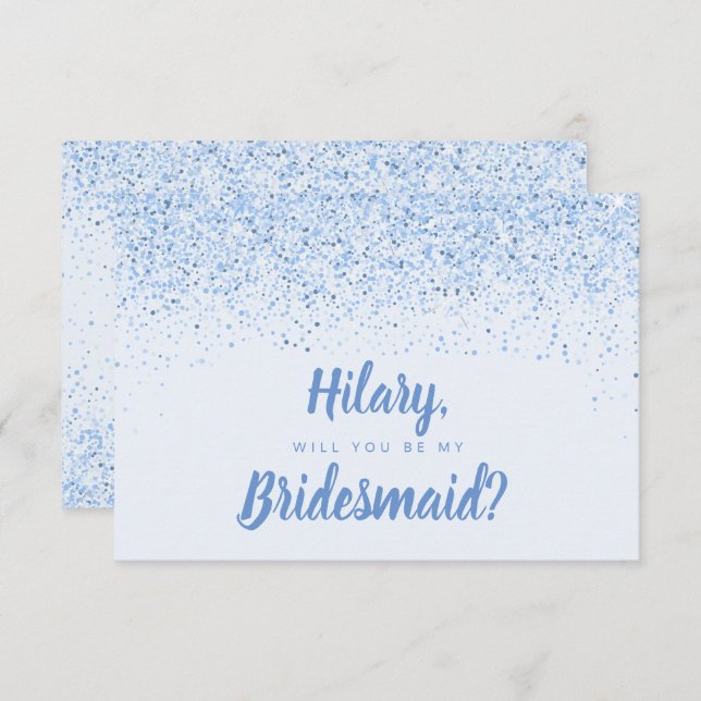 Dusty Blue Glitter Bridesmaid Card (Front/Back)