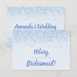 Dusty Blue Glitter Bridesmaid Card