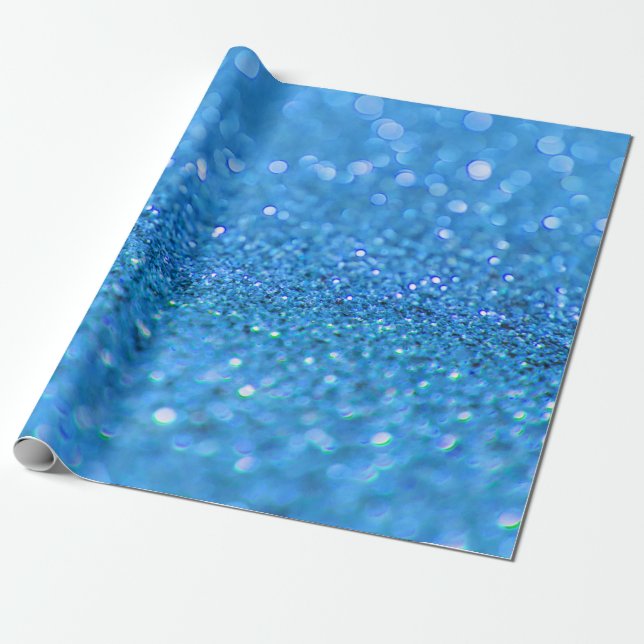 Dusty Blue Glitter Design   Wrapping Paper (Unrolled)