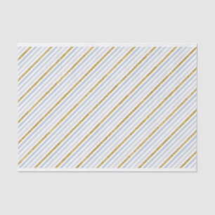 Dusty Blue & Glitter Gold Striped Tissue Paper