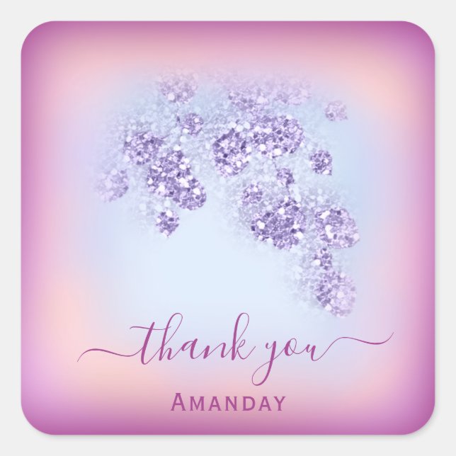 Dusty Blue Glitter Marsala Thank Sweet 16th Square Sticker (Front)