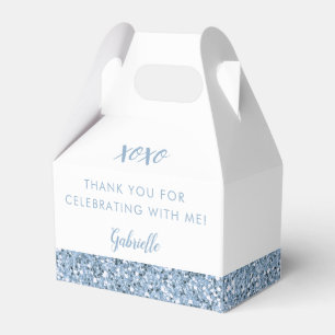 Dusty Blue Glitter Modern Birthday Baby Shower Favour Box