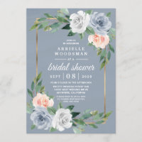 Dusty Blue Gold Blush Pink Peach Bridal Shower