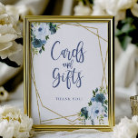Dusty Blue Gold Floral Cards And Gifts Sign<br><div class="desc">Dusty Blue Gold Floral Cards And Gifts Sign</div>