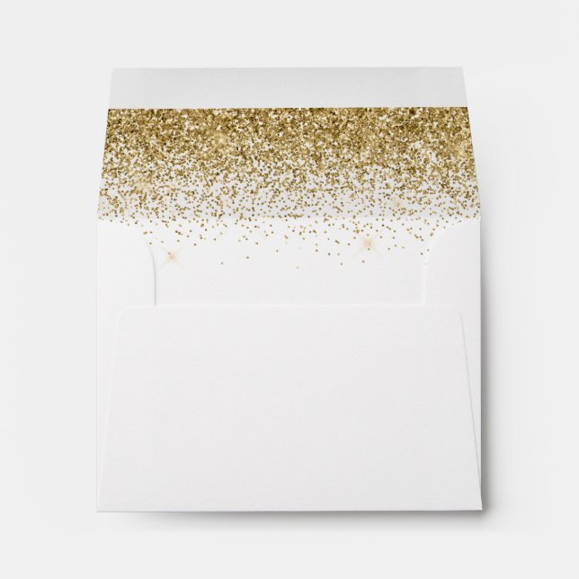 Dusty Blue & Gold Glitter Wedding RSVP Envelope (Back (Bottom))