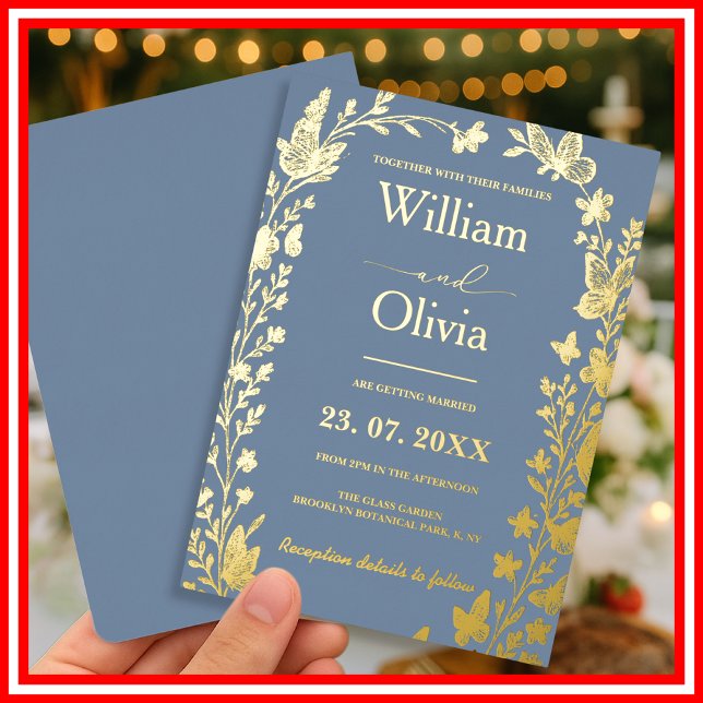 Dusty Blue Gold Wildflower Wedding (Creator Uploaded)