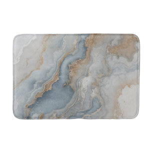 Dusty Blue Gray Tan Beige Abstract Bath Mat