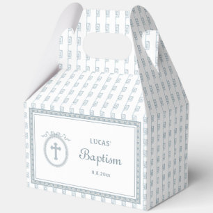 Dusty Blue Greek Frame Baptism Big Gable Favour Box