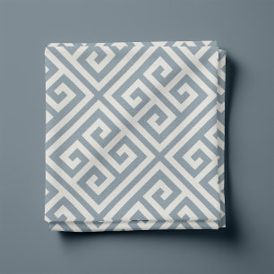 Dusty Blue Greek Key Pattern Fabric