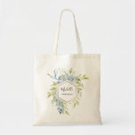 Dusty Blue Green Greenery Gold Frame Bridesmaid  Tote Bag<br><div class="desc">Botanical floral personalised tote bag bridesmaid gift depicts an elegant gold geometric frame and flowing dusty blue and green watercolor boho greenery.</div>