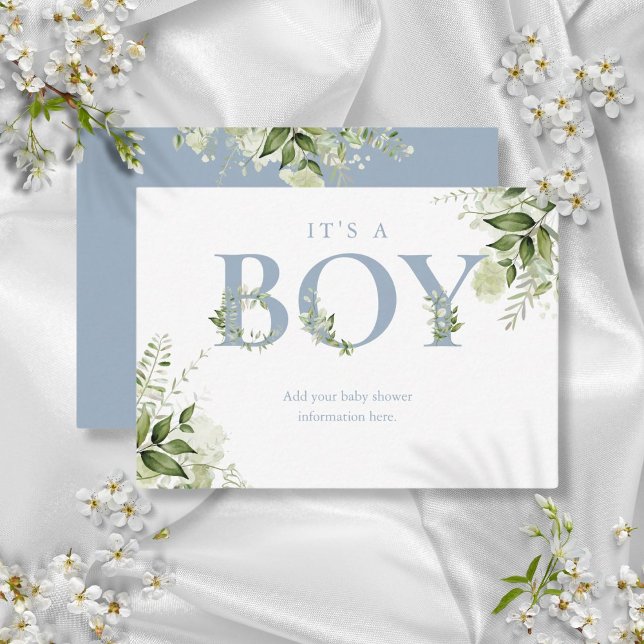 Dusty Blue Greenery Baby Shower Enclosure Card (Dusty Blue Greenery Baby Shower Enclosure Card)