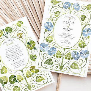 Dusty Blue Greenery Foliage Wedding Invitation