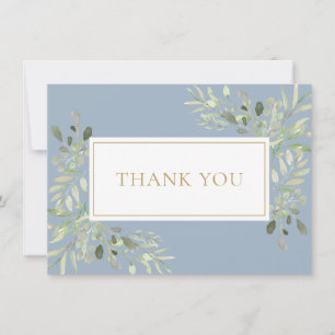 Dusty Blue Greenery Holy Communion Thank You Card