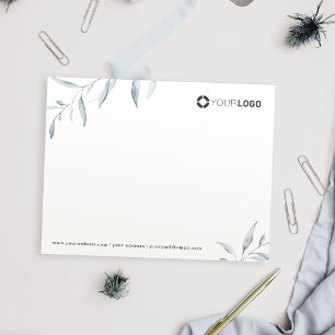 Dusty blue greenery logo business Stationery Card