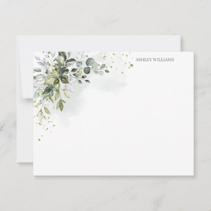 Dusty Blue Greenery Personalised Stationery Card