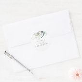 Dusty Blue Greenery Romantic Wedding Classic Round Sticker (Envelope)