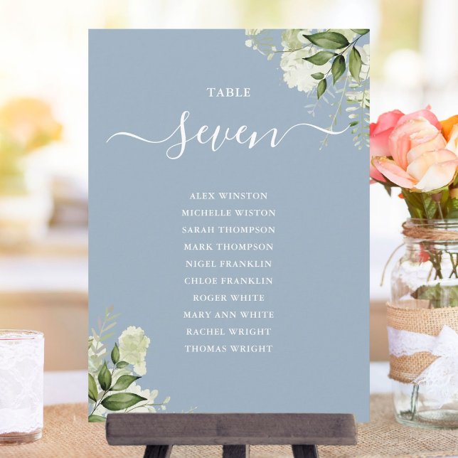 Dusty Blue Greenery Seating Plan Table Number (Dusty Blue Greenery Seating Plan Table Number)