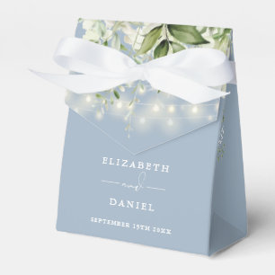 Dusty Blue Greenery String Lights Wedding Favour Box