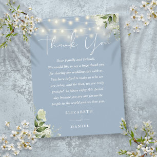 Dusty Blue Greenery Thank You Wedding Place Card