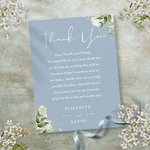 Dusty Blue Greenery Thank You Wedding Place Card