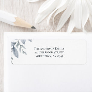 Dusty Blue Greenery Watercolor Return Address Label