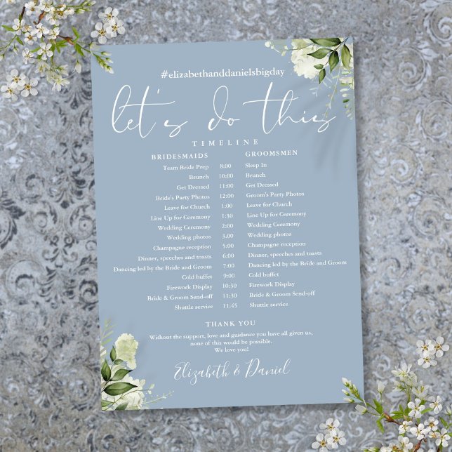 Dusty Blue Greenery Wedding Schedule Timeline Program (Dusty Blue Greenery Wedding Schedule Timeline Program)