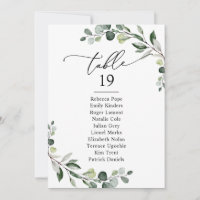 Dusty Blue Greenery Wedding Seating Chart Cards