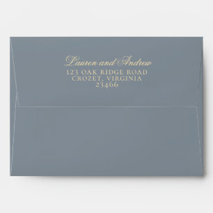 Dusty Blue Grey and Gold Modern Minimalist Envelope