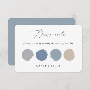 Dusty Blue, Grey, Beige Wedding Colour Palette Car RSVP Card