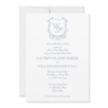 Dusty Blue Grey Crest Wedding Invitation