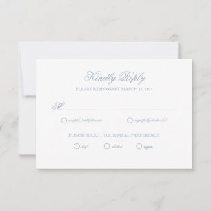 Dusty Blue Grey Crest Wedding RSVP Card