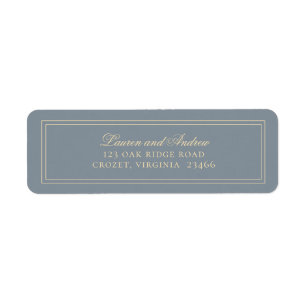 Dusty Blue-Grey & Gold Minimalist Return Address Label