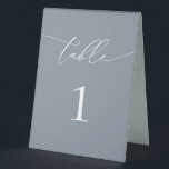 Dusty Blue Grey Minimalist Table Number<br><div class="desc">Beautiful,  elegant,  modern and minimalist,  table number card. Fully customisable. **PLEASE NOTE: To order,  simply adjust your table number and add each number to your cart separately. Then check out once you are finished.</div>