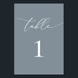 Dusty Blue Grey Minimalist Table Number<br><div class="desc">Beautiful,  elegant,  modern and minimalist,  table number card. Fully customisable. **PLEASE NOTE: To order,  simply adjust your table number and add each number separately to your cart. Then check out once you are finished.</div>