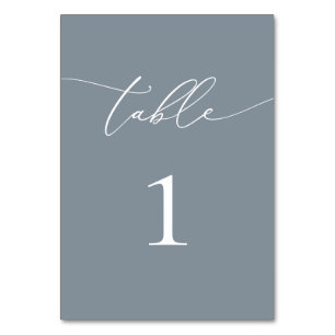 Dusty Blue Grey Minimalist Table Number