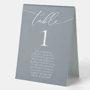 Dusty Blue Grey Minimalist Wedding Table Number